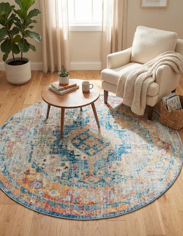 Blue Vega Round Rug