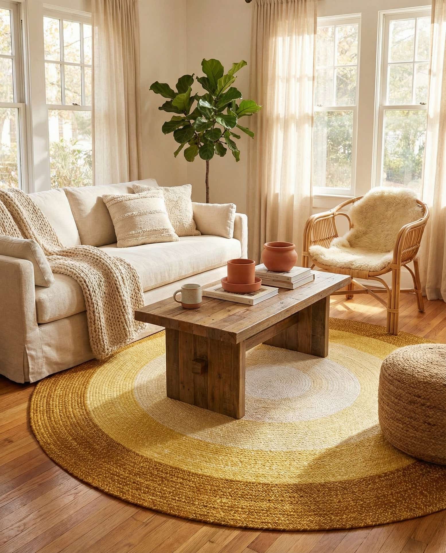 7' 10 x 7' 10 Handmade Hand Braided Wool Round Rug