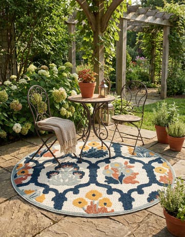 5' 3 x 5' 3 Easy-Clean Belize Indoor / Outdoor Round Rug