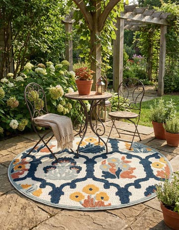 5' 3 x 5' 3 Easy-Clean Belize Indoor / Outdoor Round Rug