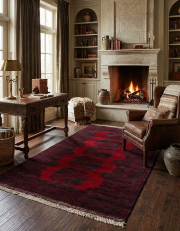 4' 5 x 7' 7 Hand Knotted Afghan Akhche Oriental Wool Rug