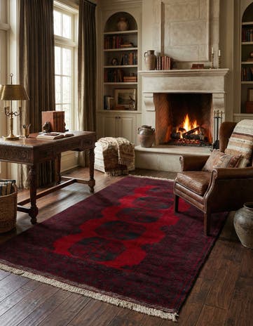 4' 5 x 7' 7 Hand Knotted Afghan Akhche Oriental Wool Rug