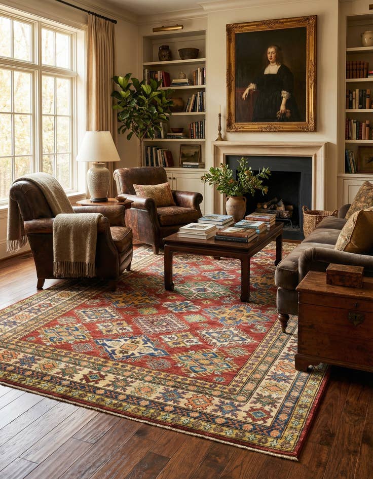 Detail image of  5' 8 x 8'  Hand Knotted Kazak Oriental Rug