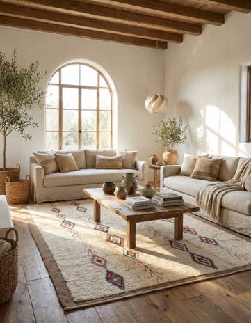 6' 9 x 9' 7 Hand Knotted Moroccan Wool Rug