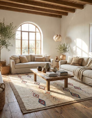 6' 9 x 9' 7 Hand Knotted Moroccan Wool Rug