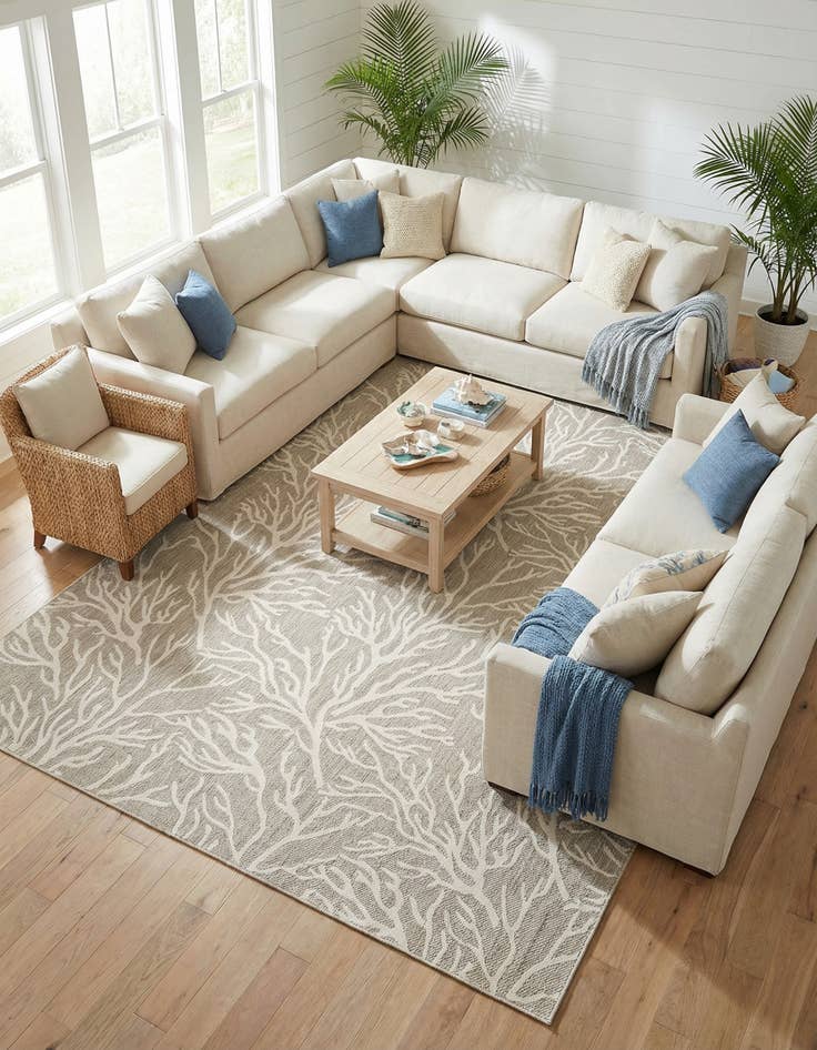 Detail image of  10' x 14'  Washable Coastal Indoor / Outdoor Rug