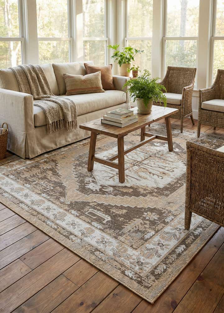 9' x 12' Easy-Clean Traditional Indoor / Outdoor Rug