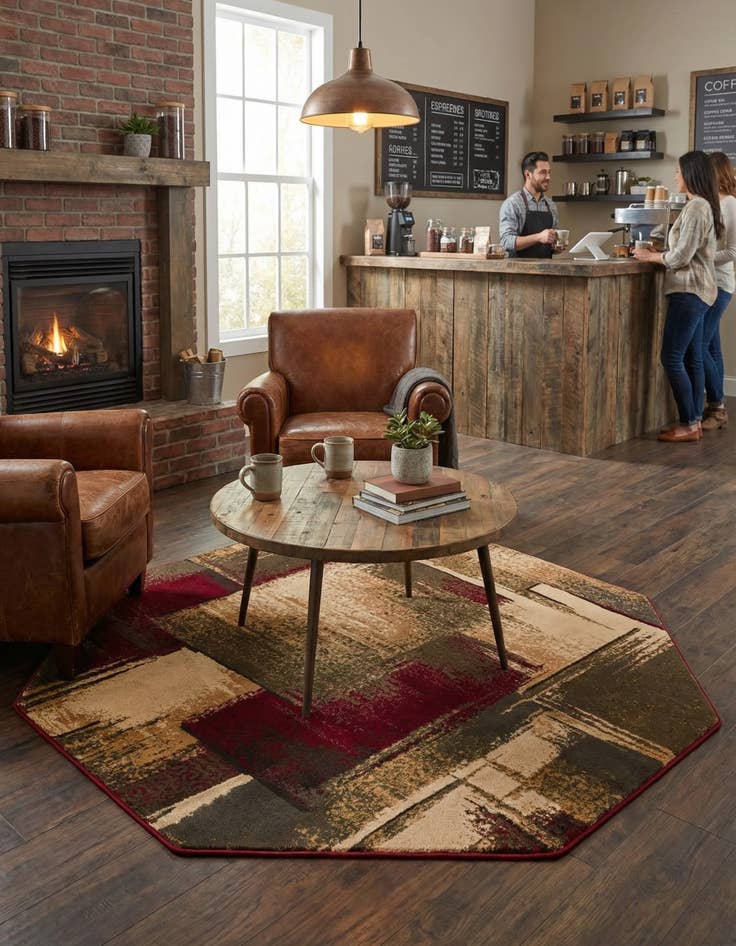 Detail image of 6' x 6' Coffee Shop Octagon Rug