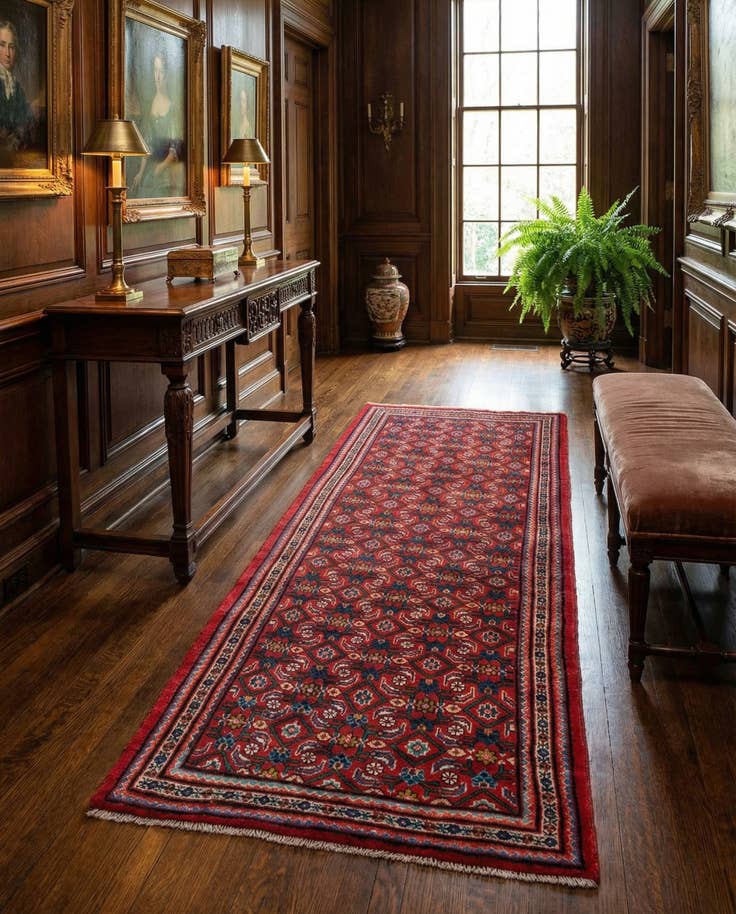 Detail image of 3' 7 x 9' 7 Meshkin Wool Runner Rug