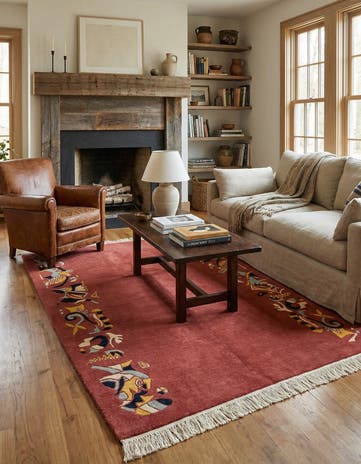 4' 8 x 6' 8 Hand Knotted Nepal Wool Rug