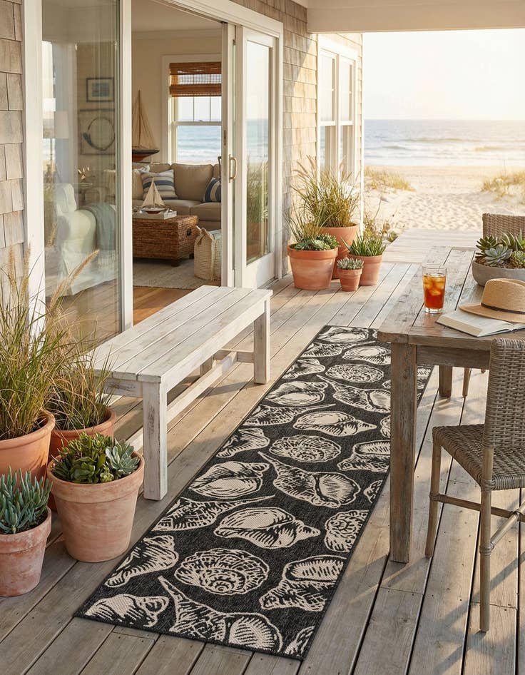 Detail image of  2' 7 x 12'  Washable Coastal Indoor / Outdoor Runner Rug