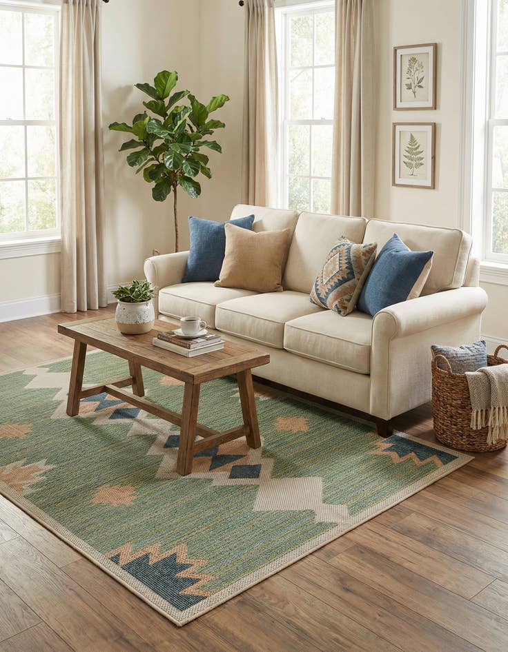 Detail image of 5' 3 x 7' 7  Washable Baja Indoor / Outdoor Rug