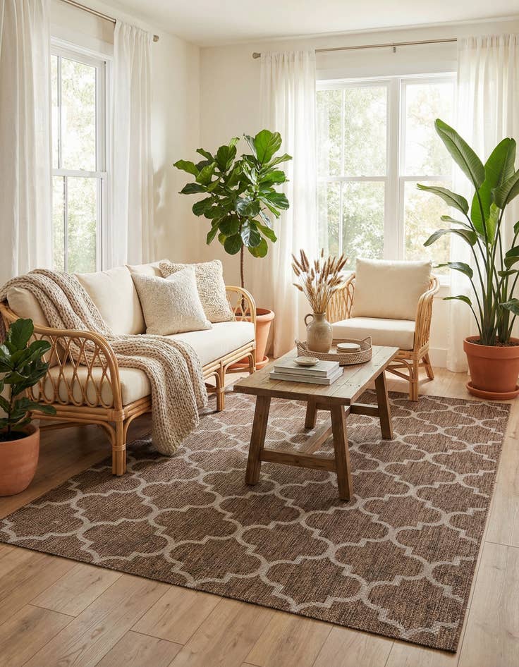 Detail image of 7' x 10' Easy-Clean Trellis Indoor / Outdoor Rug