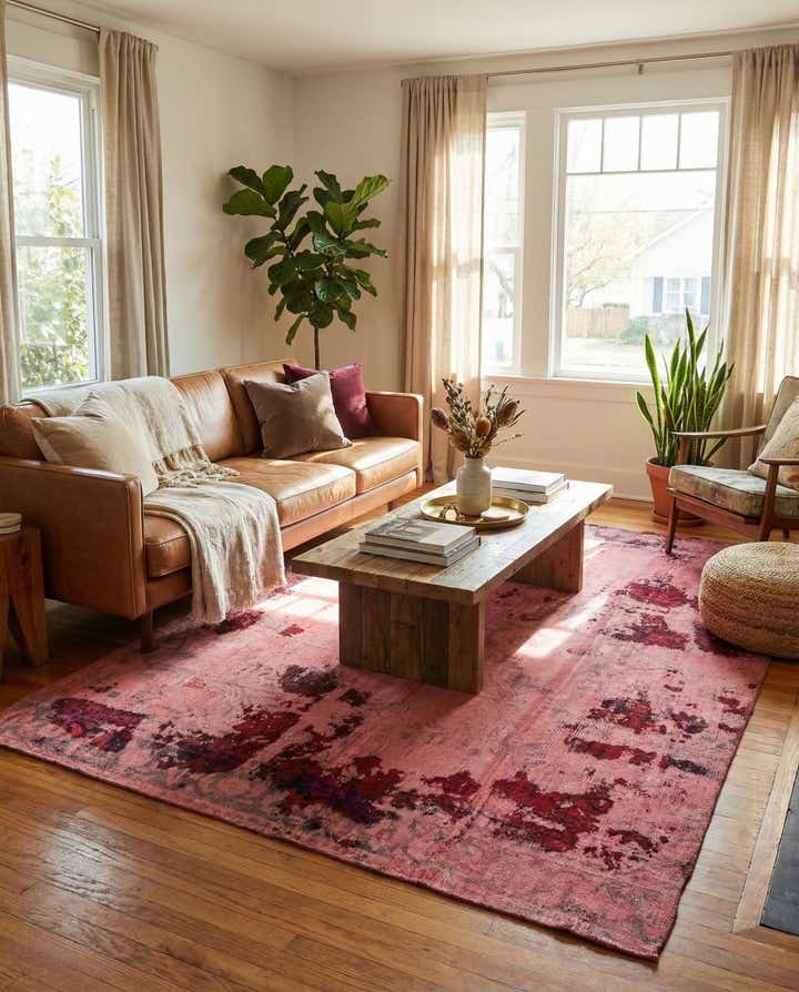 5' 8 x 6' 9 Hand Knotted Ultra Vintage Persian Wool Square Rug