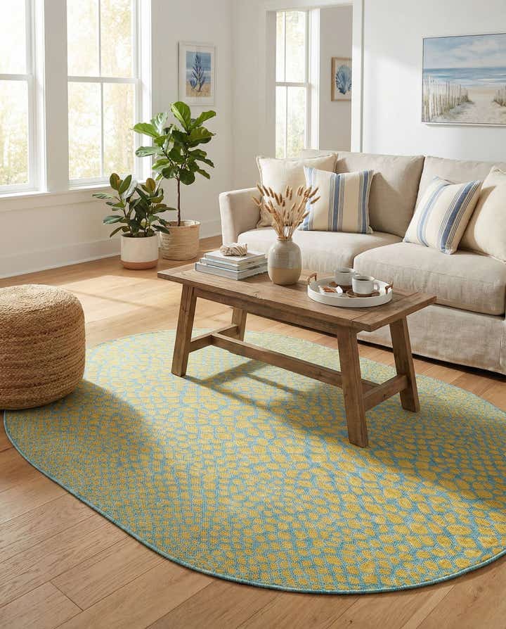 5' 3 x 8' Easy-Clean Jill Zarin Cape Town Indoor / Outdoor Oval Rug