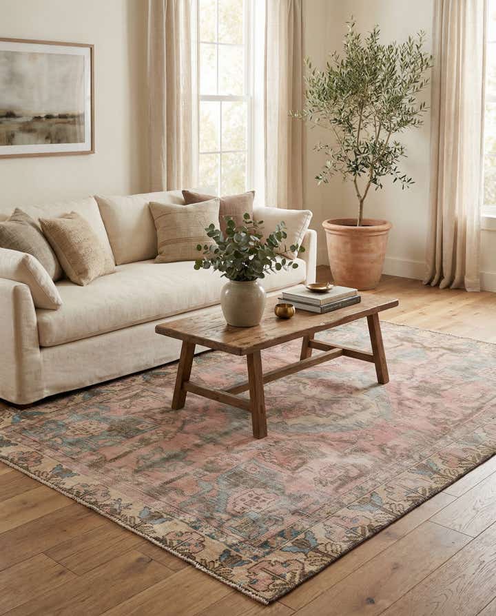 4' 6 x 6' 5 Hand Knotted Ultra Vintage Persian Wool Rug