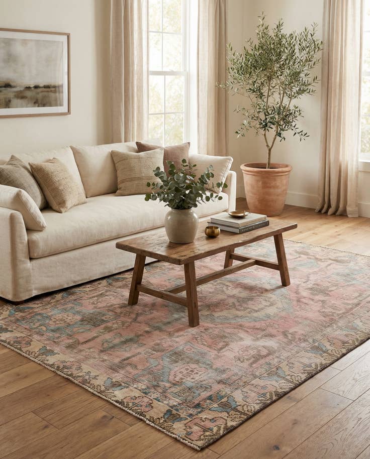 Detail image of 4' 6 x 6' 5 Hand Knotted Ultra Vintage Persian Wool Rug