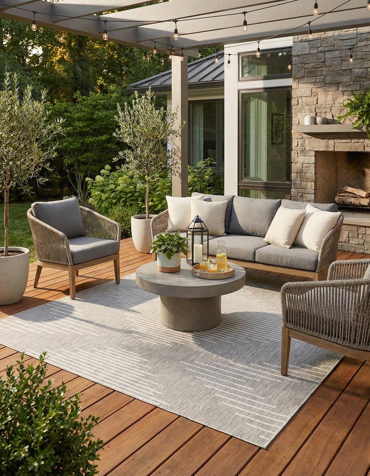 Detail image of 9' x 12'  Washable Modern Indoor / Outdoor Rug