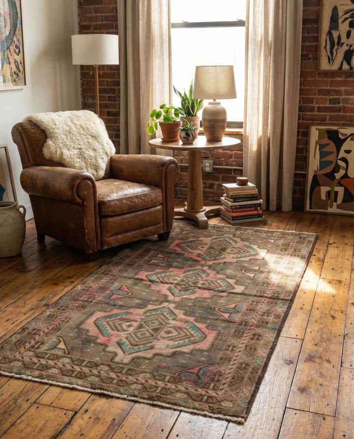 3' 4 x 6' 9 Hand Knotted Ultra Vintage Persian Wool Runner Rug