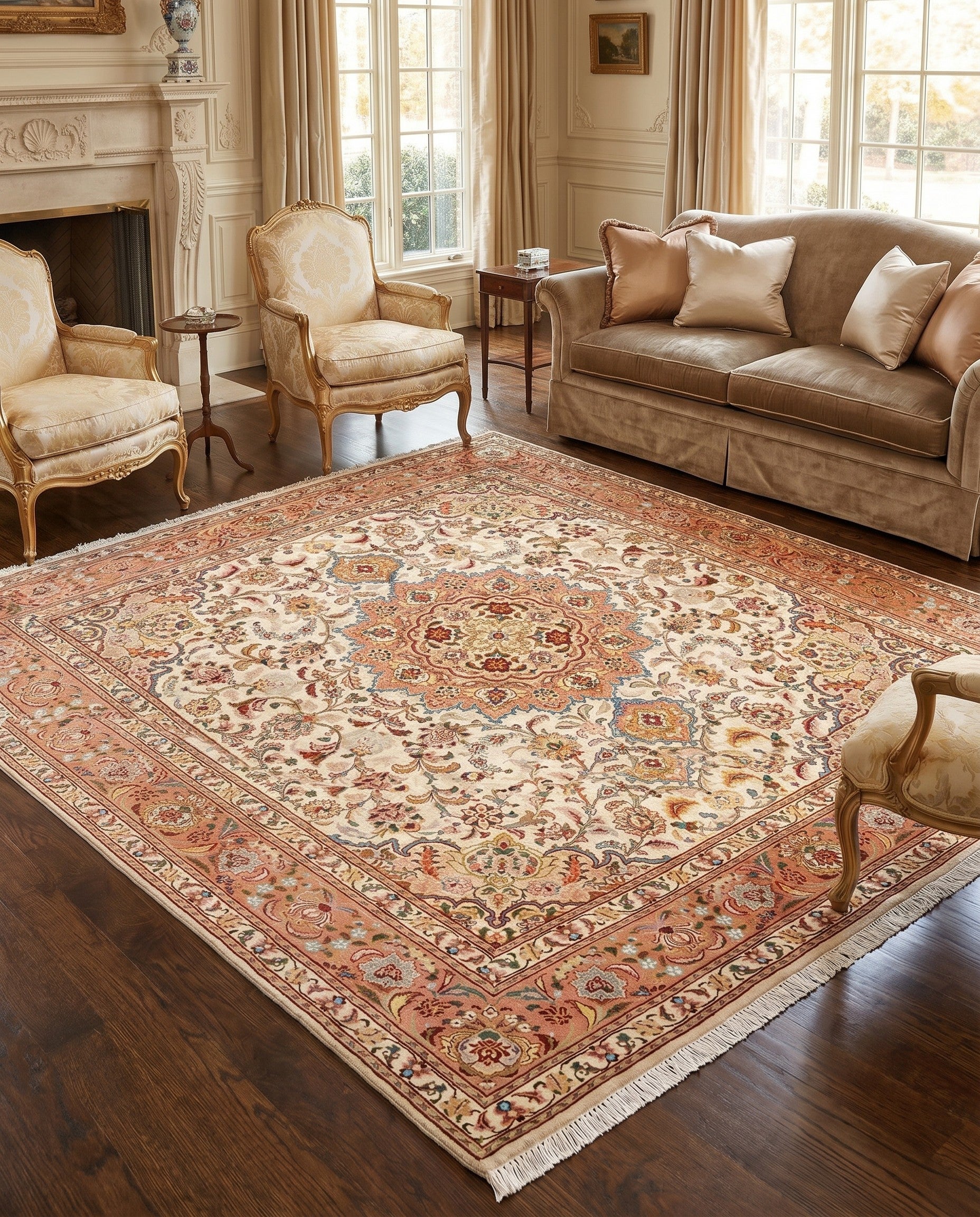 6' 6 x 6' 6 Tabriz Square Rug