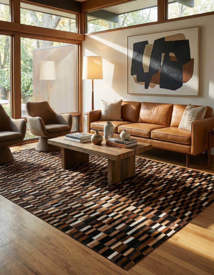 Detail image of 5' 3 x 8' Cowhide - Patchwork Rug