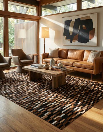 5' 3 x 8' Cowhide - Patchwork Rug