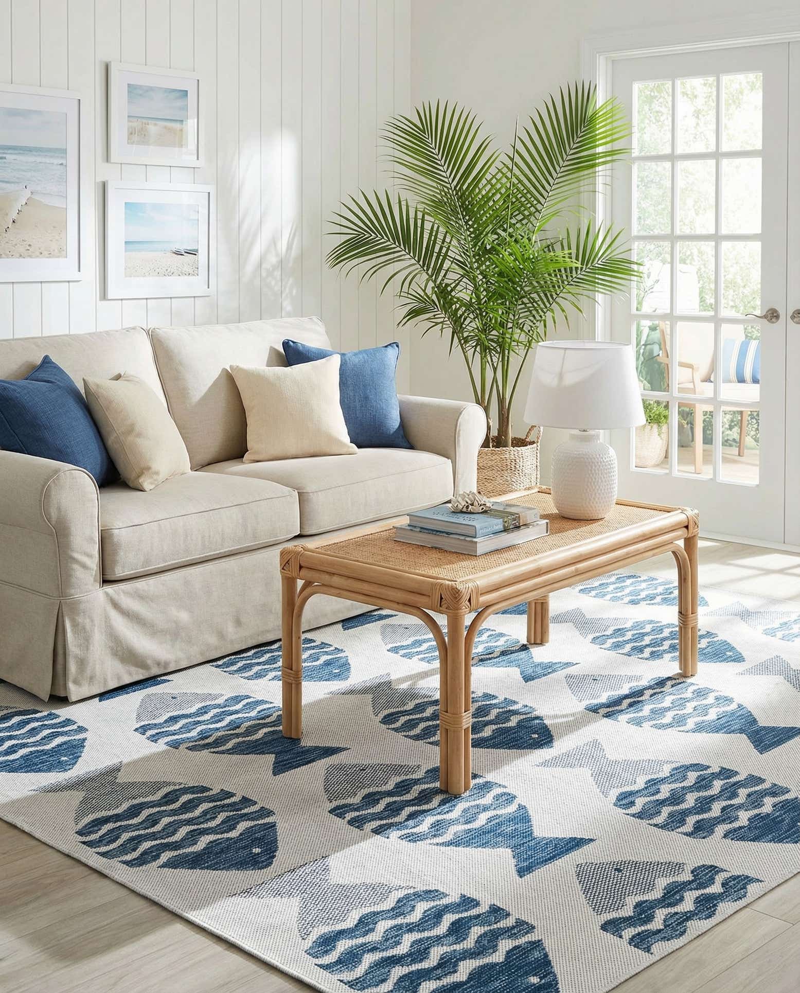6' x 6' Easy-Clean Coastal Indoor / Outdoor Square Rug