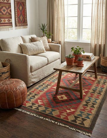 3' 3 x 4' 8 Hand Woven Kilim Maymana Wool Rug
