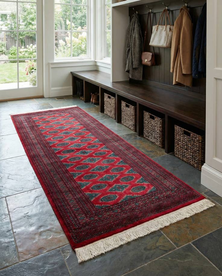 Detail image of 4' 1 x 6' 1 Hand Knotted Bokhara Wool Rug