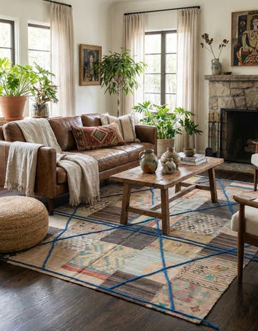 7' 1 x 10' 2 Hand Woven Kilim Patchwork Wool Rug