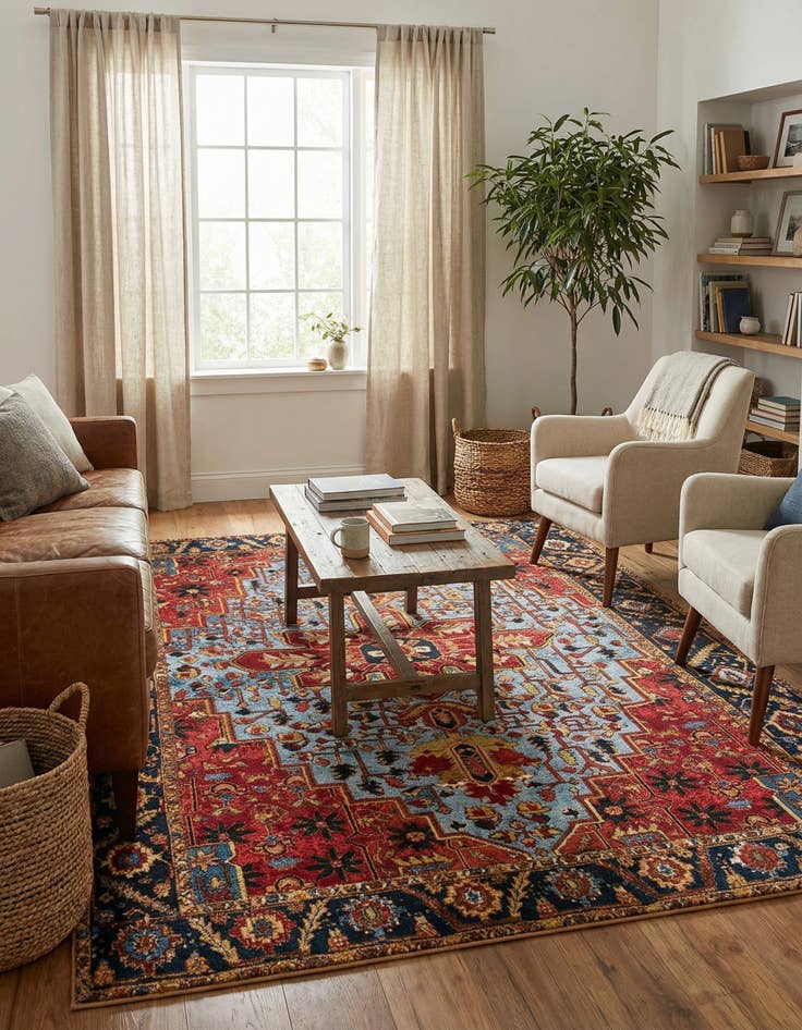 Detail image of  7' x 10'  Washable Traditional Indoor / Outdoor Rug