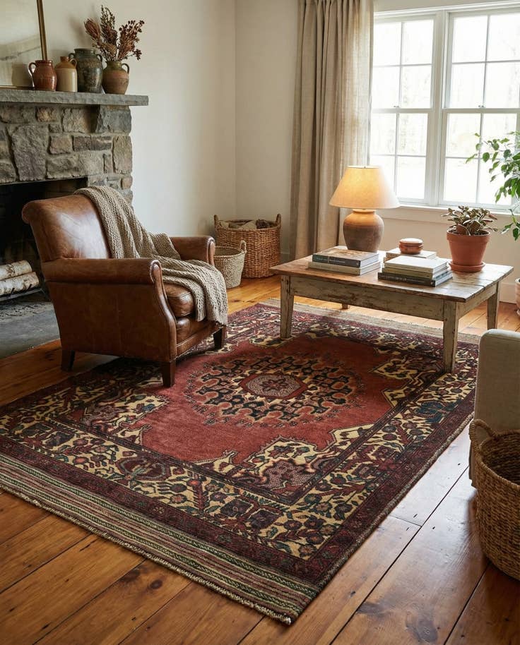 Detail image of 4' 2 x 6' 2 Hand Knotted Sumak Wool Rug
