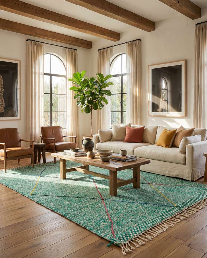 6' 6 x 9' 6 Hand Knotted Moroccan Wool Rug