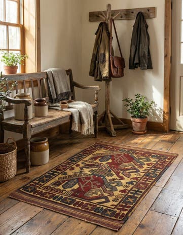 2' 11 x 4' 3 Hand Knotted Sumak Wool Rug