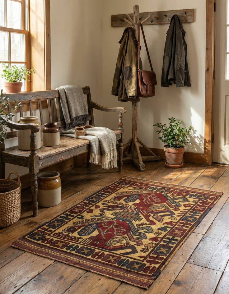 Detail image of  2' 11 x 4' 3  Hand Knotted Sumak Wool Rug