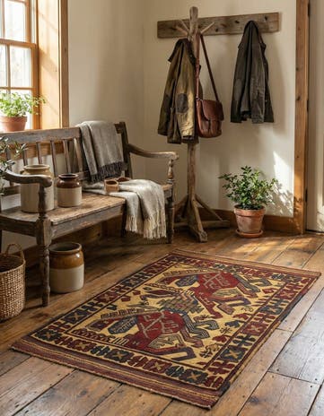 2' 11 x 4' 3 Hand Knotted Sumak Wool Rug
