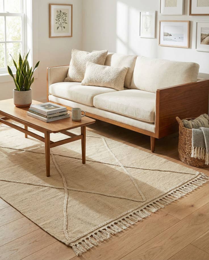 Detail image of 4' 3 x 6' Hand Knotted Moroccan Wool Rug