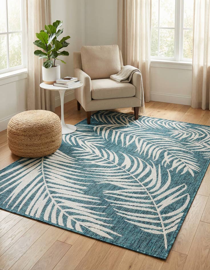 Detail image of 4' x 6' Easy-Clean Botanical Indoor / Outdoor Rug
