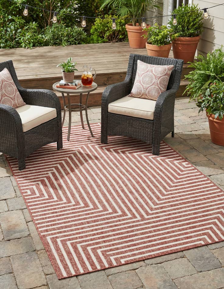 Detail image of 4' x 6'  Washable Modern Indoor / Outdoor Rug