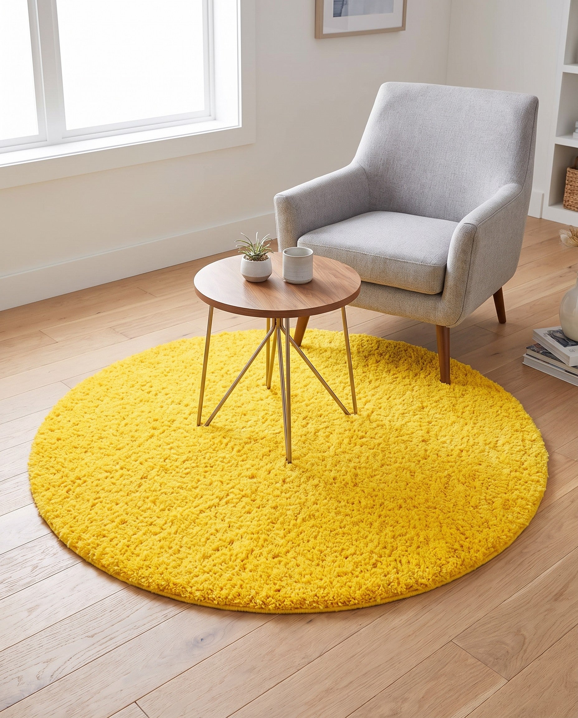 4' x 4' Solid Shag Round Rug