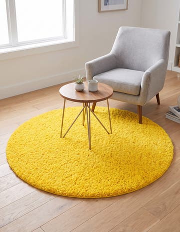 4' x 4' Solid Shag Round Rug