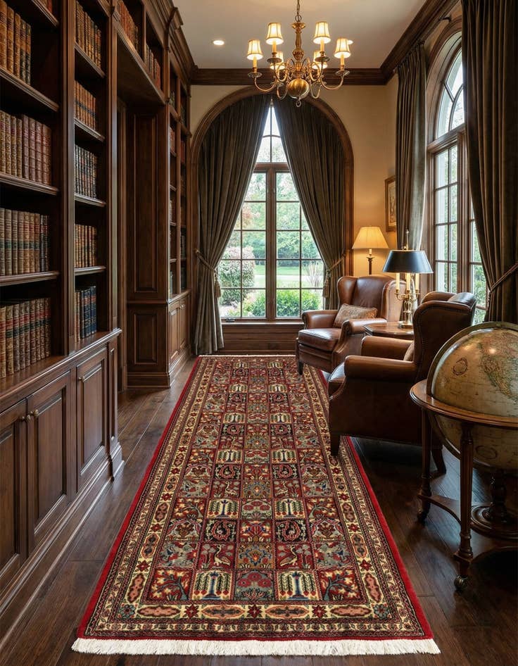 Detail image of  2' 7 x 6' 7  Hand Knotted Qom Persian Runner Rug