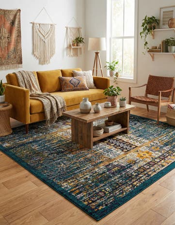 Teal Madeline Square Rug