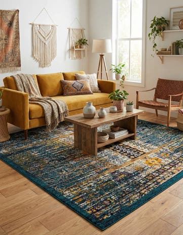Teal Madeline Square Rug