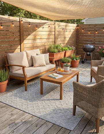 5' 3 x 8' Easy-Clean Trellis Textured Indoor / Outdoor Rug
