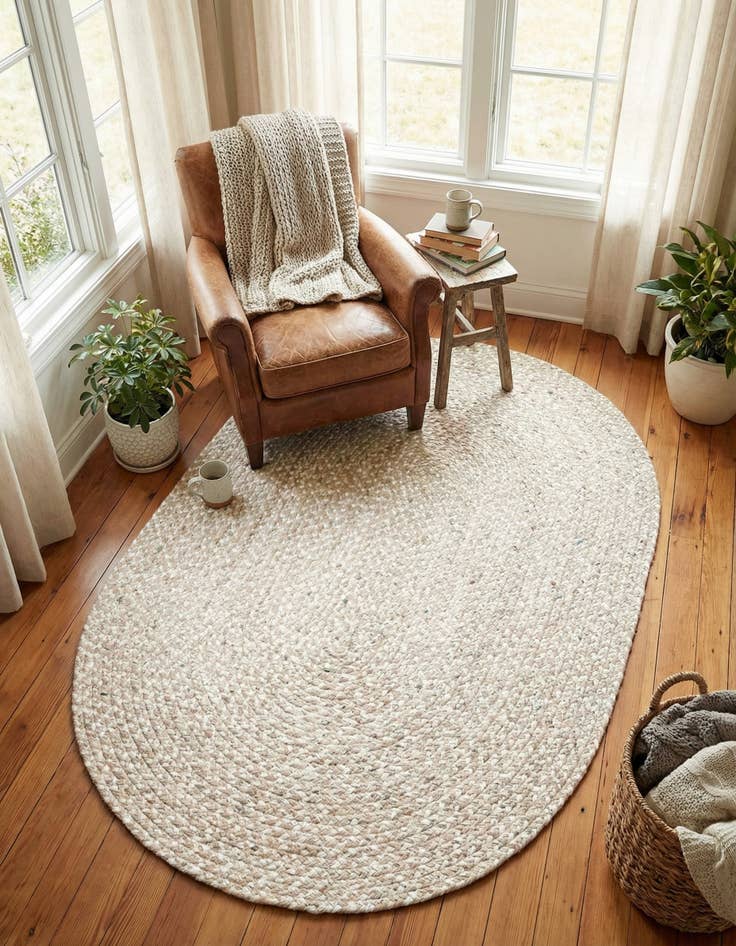 Detail image of 3' 3 x 5' 1  Hand Braided Chindi Oval Rug