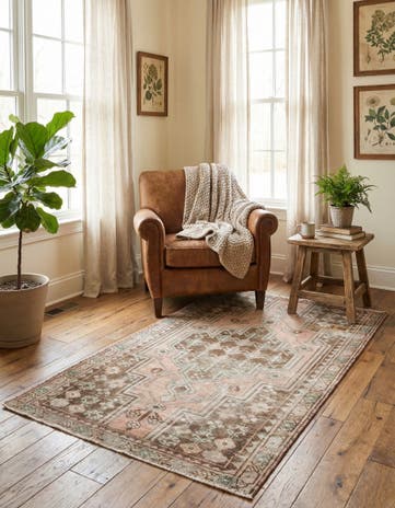 3' 10 x 6' 7 Hand Knotted Ultra Vintage Persian Wool Rug