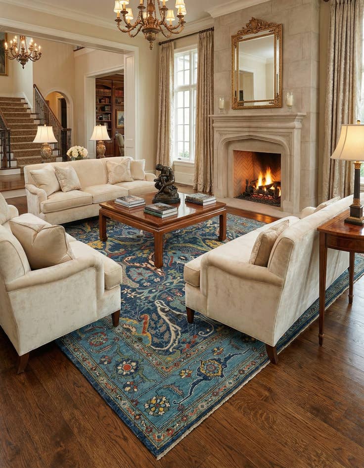 Detail image of  10' 3 x 14' 1  Hand Knotted Oushak Rug