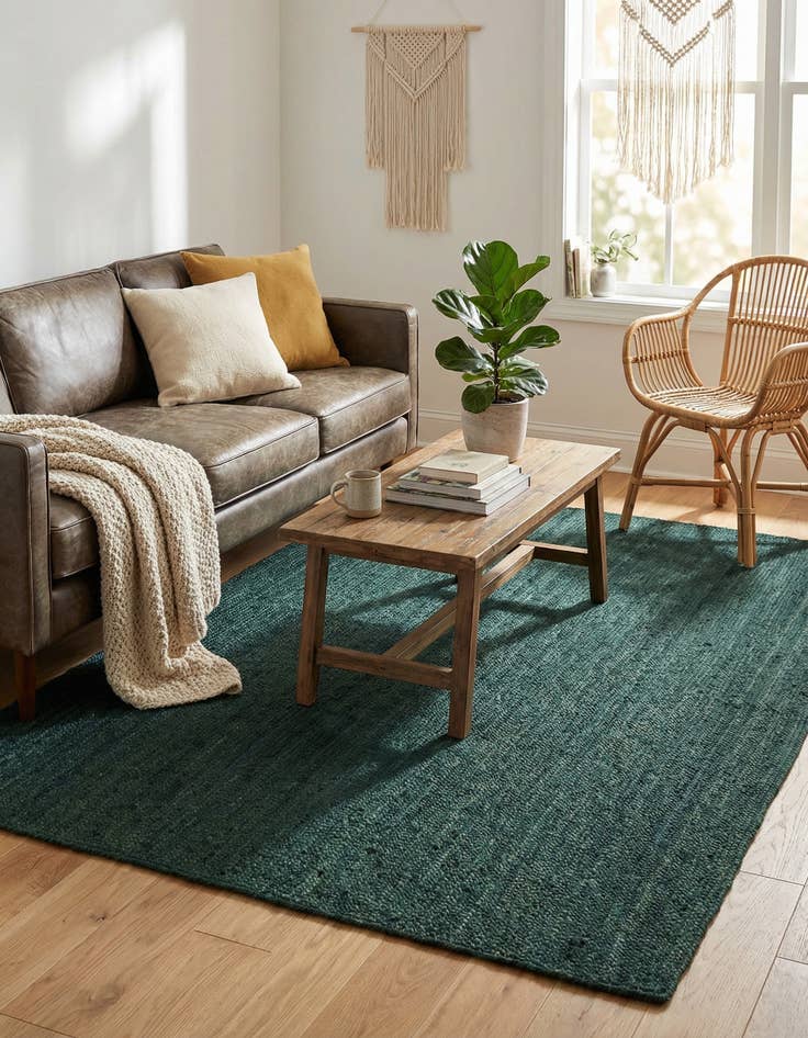 Detail image of 5' 3 x 8'  Hand Braided Jute Rug