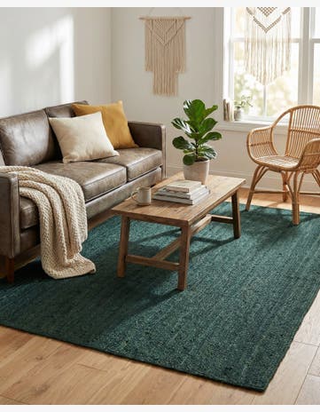 Green Handmade Braided Jute Rug